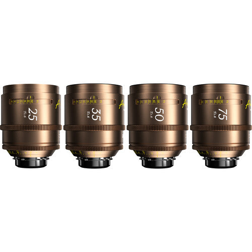 DZO Arles Lustre - 25/35/50/75mm - PL Mount Golden Coating (Imperial) - 4 Lens Kit Case